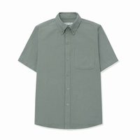 Kemeja Kasual Oxford Dot Lengan Pendek Anti-Kerut Bernapas dengan Kerah Tegak untuk Musim Gugur TST 8127.1