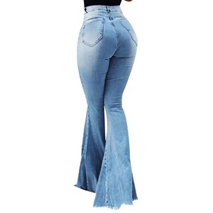 Personnalisation directe d'usine OEM ODM Denim Skinny évasé pantalon Jeans femme Streetwear Stretch à faible coût quantité minimale de commande fabriqué au Bangladesh - Product Image 1