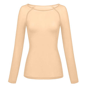 Camisas de manga larga para mujer a la moda, camisetas de poliéster con cuello redondo sólido para blusas informales/clásicas con cuello redondo para mujer - Product Image 3