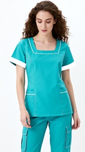 Tenues médicales tendance pour femmes, pantalons de jogging à cordon de serrage, avec un tissu extensible doux, couleurs vives, ensembles d'uniformes médicaux infirmiers tissés - Product Image 2