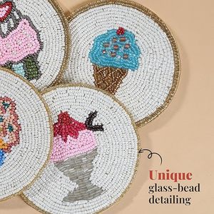 Dessous de verre perlé fait à la main d'aspect royal Dessous de verre perlé décoratif de table de restaurant d'hôtel et article d'utilisation doué - Product Image 6