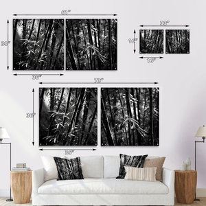 Ensemble de 2 Bambou Forêt Bambou Acrylique Art Mural Verre Premium Accents Muraux - Product Image 4