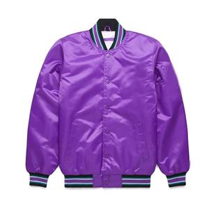 Venta al por mayor de lana de alta calidad de seda de los hombres de satén chaqueta de béisbol Varsity Plus Size Winter Letterman logotipo personalizado bordado bolsillo - Product Image 3