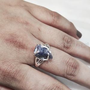 Bijoux en pierre brute Bague pour femme Tanzanite naturelle Pierre précieuse brute Décembre Pierre de naissance Boho Bague en argent sterling 925 faite à la main - Product Image 4
