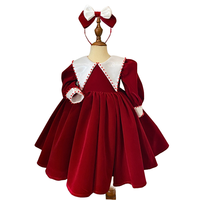 Robe de princesse en velours blanc pour filles, col pointu, longueur mollet, coupe trapèze, choix privilégié, OEM ODM du Vietnam