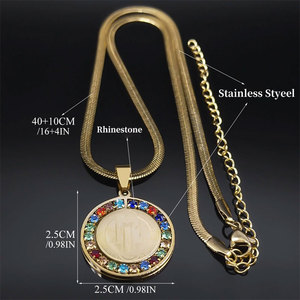 Collar Medieval Vintage con Pedrería, Acero Inoxidable 316L, Chapado en Oro de 14k y 18k, Medallón Dorado para Hombre y Mujer - Product Image 3