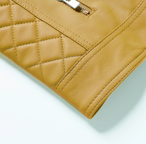 Personnalisable 2024 nouveau Design femmes hiver en cuir véritable Biker Style veste respirant fermeture éclair poches OEM approvisionnement en gros - Product Image 3