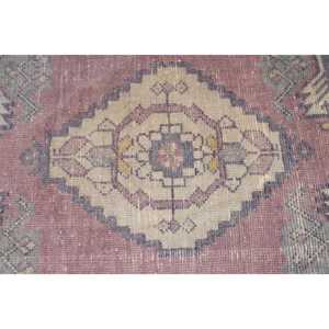 Tapis turc, tapis vintage 2,1x1,9 pieds, tapis oriental en laine rouge et bleu - Product Image 5