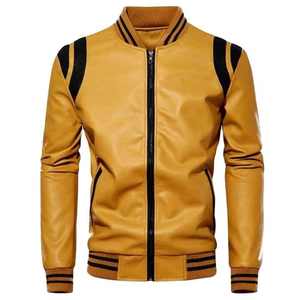 Chaqueta de cuero ajustada para hombre, con cuello vuelto PU chaqueta de cuero de alta calidad, chaqueta de cuero de moda para hombre - Product Image 2
