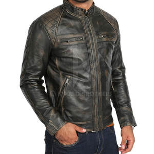 Chaqueta de piel de vaca de estilo callejero para hombre, ropa de moda de alta calidad con logotipo personalizado y cuello levantado - Product Image 4