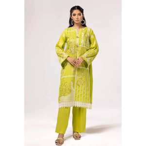 Traje de Dos Piezas para Mujer, Verde, Sin Costuras, Transpirable, 100% Algodón, Chifón Bordado, Corte Holgado - Product Image 4