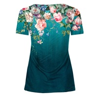 T-shirts décontractés à col rond et manches courtes pour femmes grandes tailles, tunique boutonnée florale à taille empire de couleur unie pour l'été, pour adolescentes