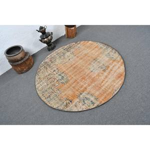 พรมตุรกีโบราณ4.4 x 4.4ft ผ้าขนแกะทำมือดีไซน์เย็บปะติดปะต่อกันทรงสี่เหลี่ยมผืนผ้าสำหรับใช้ข้างเตียง - Product Image 2