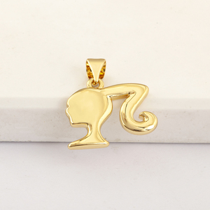 Liontin Siluet Wanita Berlapis Emas QIKU dengan Zirkonia Kubik, Figur Wanita Bergaya, Perhiasan Fashion untuk Kalung DIY Grosir - Product Image 5