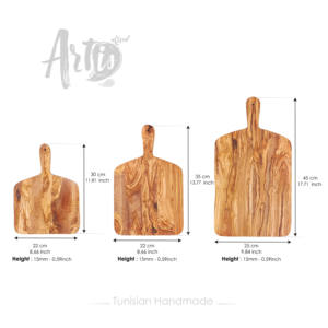 Juego de 3 bloques de cortar de madera de olivo duraderos con asas cómodas - Product Image 3