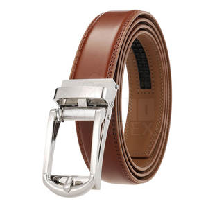 Cinturones de piel de vaca auténtica con diseño OEM personalizado para hombre, estilo de negocios de lujo con hebilla de Pin, logotipo personalizado, novedad - Product Image 3