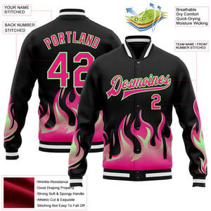 Custom Embroidered Varsity <b>Jacket</b> Plus Size <b>Men</b> Baseball <b>Jacket</b> Oversized <b>Letter</b> Patchwork Flame Design - Product Image 2