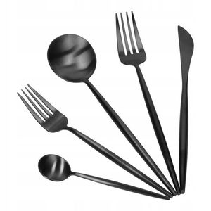 Ensemble de couverts de mariage en vente chaude, ensemble de couverts en acier inoxydable 304, cuillère noire, fourchette, argenterie, finition polie miroir pour le dîner - Product Image 1