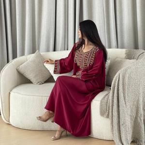 La Mejor Abaya Árabe de Seda Mukhawar Antiarrugas Hecha a Mano de Manga Larga de Alta Calidad de Dubái para Mujeres Adultas, Estilo Tradicional Musulmán - Product Image 2