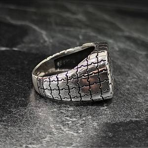Bague puzzle pour homme en argent sterling 925, argent brillant 10k, design mixte en forme de pièces de puzzle, cadeau - Product Image 5