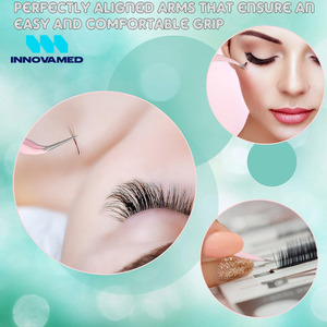 Lot de 5 pinces à épiler pour extensions de cils en acier de différentes couleurs - Product Image 5