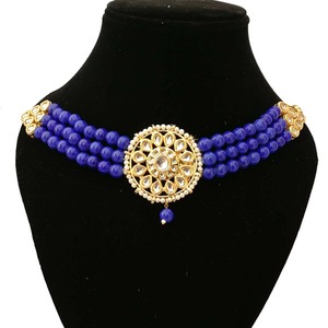 Statement Choker Necklace Earring Set Brass Base <b>Kundan</b> <b>Jewelry</b> Handcrafted Ethnic Wedding Engagement Party Anniversary Gift - Product Image 2