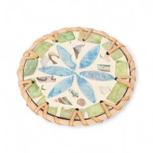 Elegante Posavasos de Ratán con Diseño de Madreperla para Protección de Café y Té y Decoración Natural de Mesa - Product Image 2