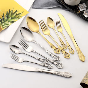 Ensemble de couverts modernes de haute qualité, finition dorée luxueuse - Facile à nettoyer, portable, cadeau de mariage, centre de table doré - Product Image 5