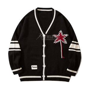 Suéter de Lana de Nuevo Estilo Otoño Invierno, Cárdigan Holgado con Botones para Mujer y Hombre, Cuello en V, Tejido de Punto, Rayas, Transpirable, Bordado Estampado - Product Image 4