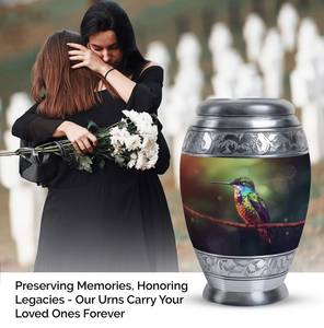 Urna de colibrí en rama para cenizas humanas Metal moderno decorativo para cenizas adultos urnas personalizadas para funeral de mamá - Product Image 5