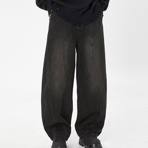 กางเกงยีนส์ทรงแบ็กกี้วินเทจของผู้ชายกางเกงยีนส์ทรงหลวมใส่สบายผ้ายืดแบบคลาสสิก - Product Image 4