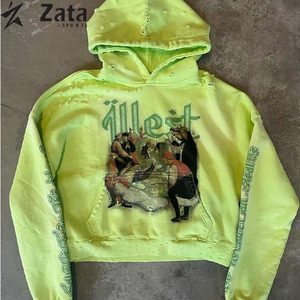 Custom 500 GSM Polyester/Cotton Fleece Heavyweight DTG Print Acid Washed Stone Wash <b>Pullover</b> <b>Men</b> Unisex Solid Winter - Product Image 2