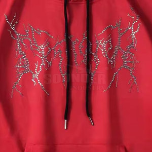 Men's <b>Lightweight</b> <b>Hoodies</b> in Solid Pattern Winter Season-Compatible Best Quality Material with Rhinestones Excellent OEM Service - Product Image 5