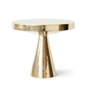 Mesa Auxiliar Redonda Dorada Moderna de Alto Brillo para Sala de Estar de Lujo, Decoración Elegante para el Hogar, Acabado de Muebles Premium - Product Image 1