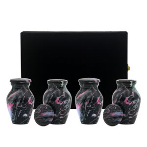 Ensemble d'urnes funéraires en métal de luxe de conception moderne, petit modèle, 4 vases de table en émail imprimé à la main, 50 ml chacun, personnalisables - Product Image 2