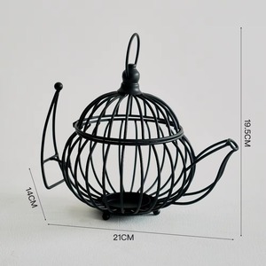 Portavelas de Alambre Estilo Tetera, Elegante Metal con Acabado Dorado para Centro de Mesa, Decoración del Hogar, Sala de Estar y Fiestas - Product Image 6