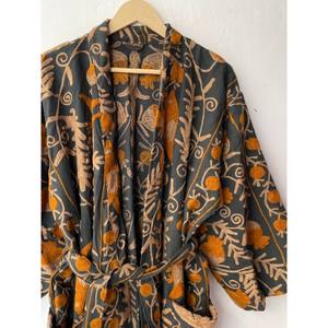Suzani bordado Kimono hecho a mano Floral bordado abrigo invierno estilo indio Boho abrigo estilo indio bordado Kimono Bata - Product Image 4