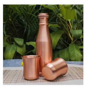 Best Quality Heavy Gauge Copper <b>Bottle</b> with Glass with Corrosion Resistant for Drinking <b>Water</b> <b>Storage</b> Use Available for Sale - Product Image 1