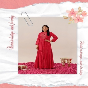 Rayonne en coton modal de couleur étonnante avec miroir et robe de travail Resham Fabricant et fournisseur de mode pour femme de Surat - Product Image 1