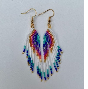 Pendientes bohemios con cuentas de cristal hechos a mano para mujer-Joyería de boda y aniversario de alta calidad - Product Image 2