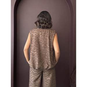 Topshow Women's Jacquard Woven Zippered Vests Wholesale <b>Waistcoats</b> - Product Image 5