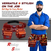 Bolsa de Herramientas Profesional de Cuero Curtido al Aceite, Cinturón Portaherramientas, Juego de Herramientas con Marca Personalizada para Carpintero, Construcción, Electricista