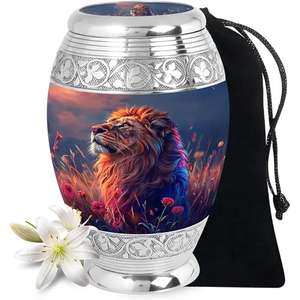 Urnes de crémation en métal de conception attrayante urne de cendres faite à la main pour les cendres humaines adultes urnes de crémation de couleur bleue - Product Image 1