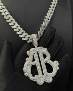 Pendentif en argent sterling 925 pour homme avec diamant moissanite VVS, logo initial, lettre et numéro personnalisés, style hip-hop, bijoux - Product Image 4