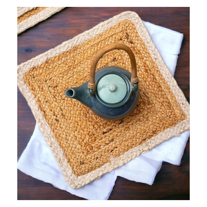 2024 Venta caliente Material ambiental tejido redondo resistencia al calor mantel de mesa de yute recién llegado mantel de ratán bordado de yute - Product Image 5