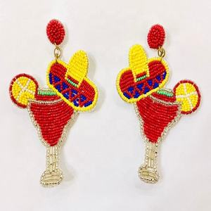 Personalizado hecho a mano con cuentas adornado a mano de moda cóctel colorido semilla de arroz con cuentas duraderas pendientes sin níquel-venta al por mayor - Product Image 3