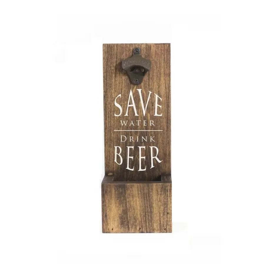 Makes the Ideal Gift for the Beer Lover Wall Mounted Beer Bottle Opener with quote save water drink beer