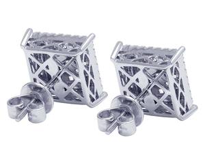 ต่างหูเพชรเม็ดเดี่ยวทรงสี่เหลี่ยมขนาดใหญ่สำหรับผู้หญิงทำจากเงิน S925 - Product Image 4