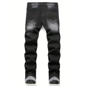 Top qualité Slim Fit crayon Denim pantalon 100% coton respirant doux confort hommes jean personnaliser en détresse patchs pantalon - Product Image 2