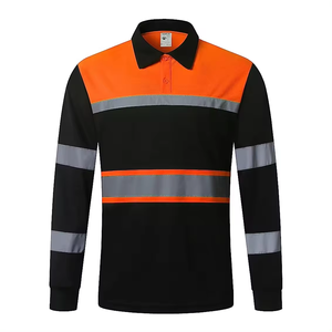Polo de poliéster reflectante naranja azul marino ignífugo, ropa de trabajo de alta visibilidad, ropa de seguridad de manga corta Industrial - Product Image 5